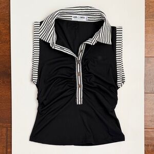 Black and White Striped Button Down Shirt
